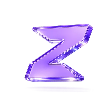 Trójwymiarowy, szklany symbol „Z” — logo Zapyo