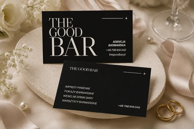 Wizytówki agencji barmańskiej The Good Bar zaprojektowane przez Flamin Joe Studio